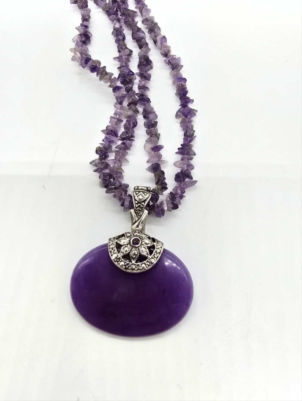 Premiere Designs Purple Amethyst 2-Strand Necklace with Removable Pendant